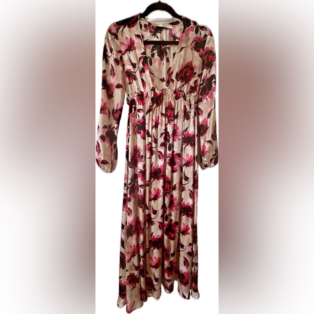 Kaos Pink and Black Floral Long Sleeve Dress
